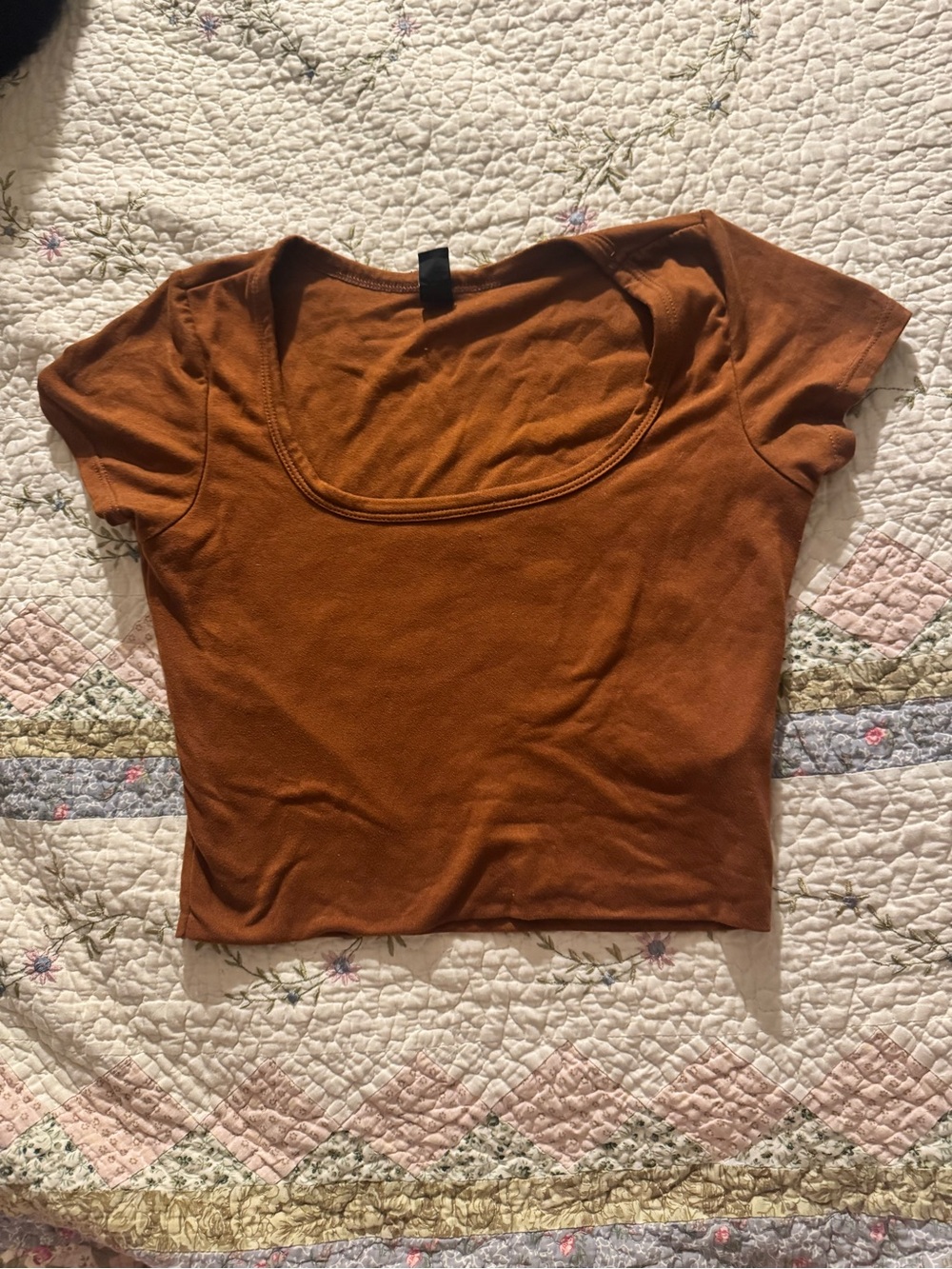 Windsor Scoop Neck Cropped Tee - Rust